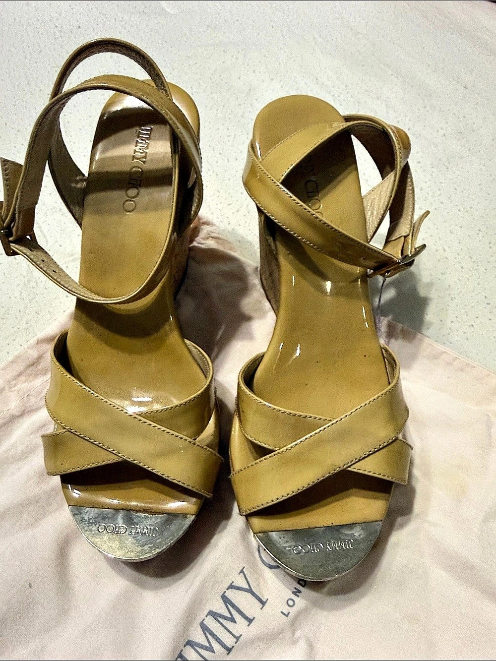 Jimmy Choo Cork Wedge Sandals in Brown EU 37
